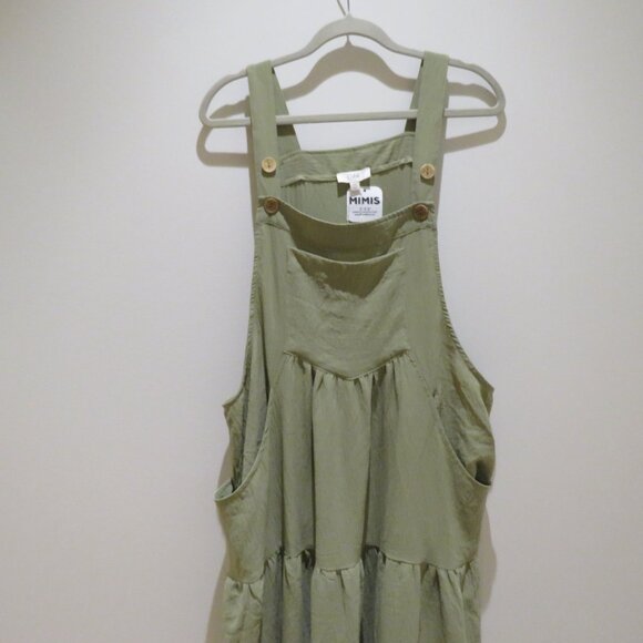 ODDI LOS ANGELES Everlee Apron Pinafore Tiered Maxi Dress in Sage Green 2XL NWT - Picture 3 of 15